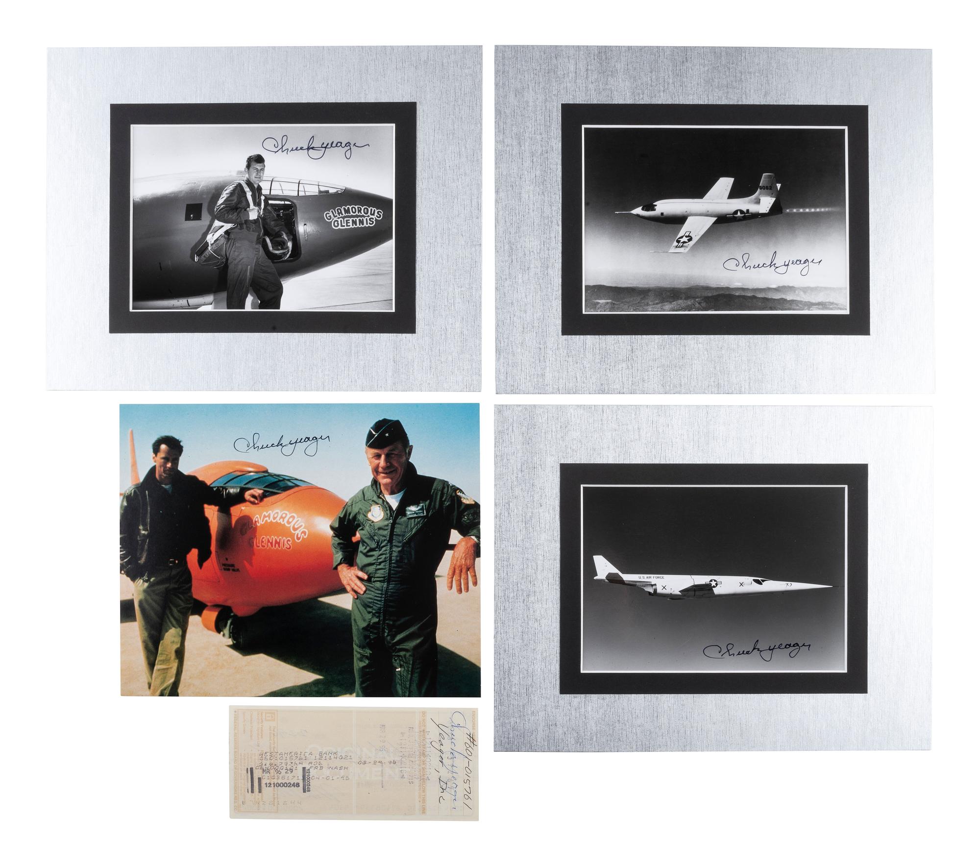 [WWII]. Collection of signatures of "Chuck" Yeager and other pilots of the 357th Fighting Group.