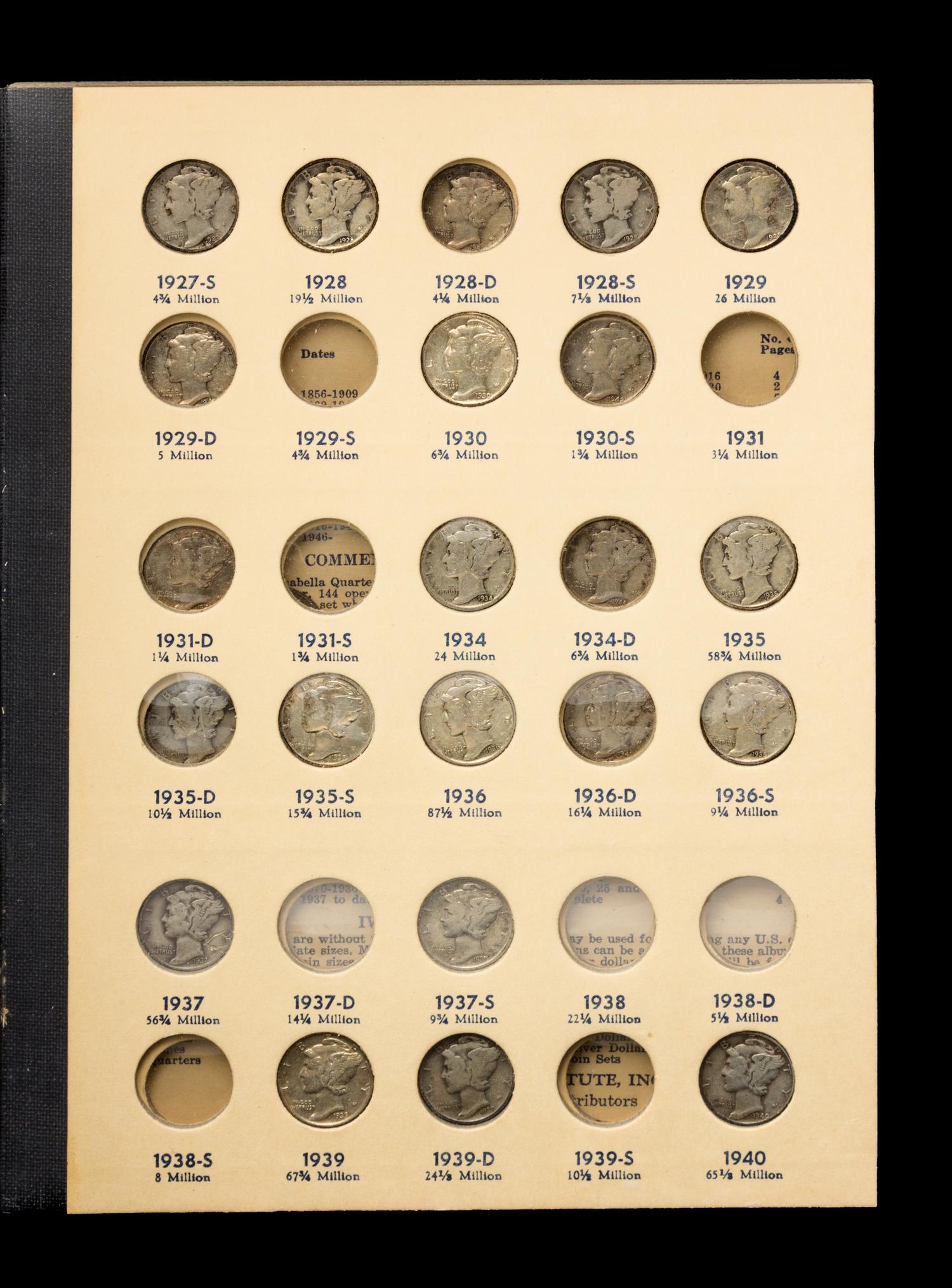 A Collection of 167 Mercury Head Dimes