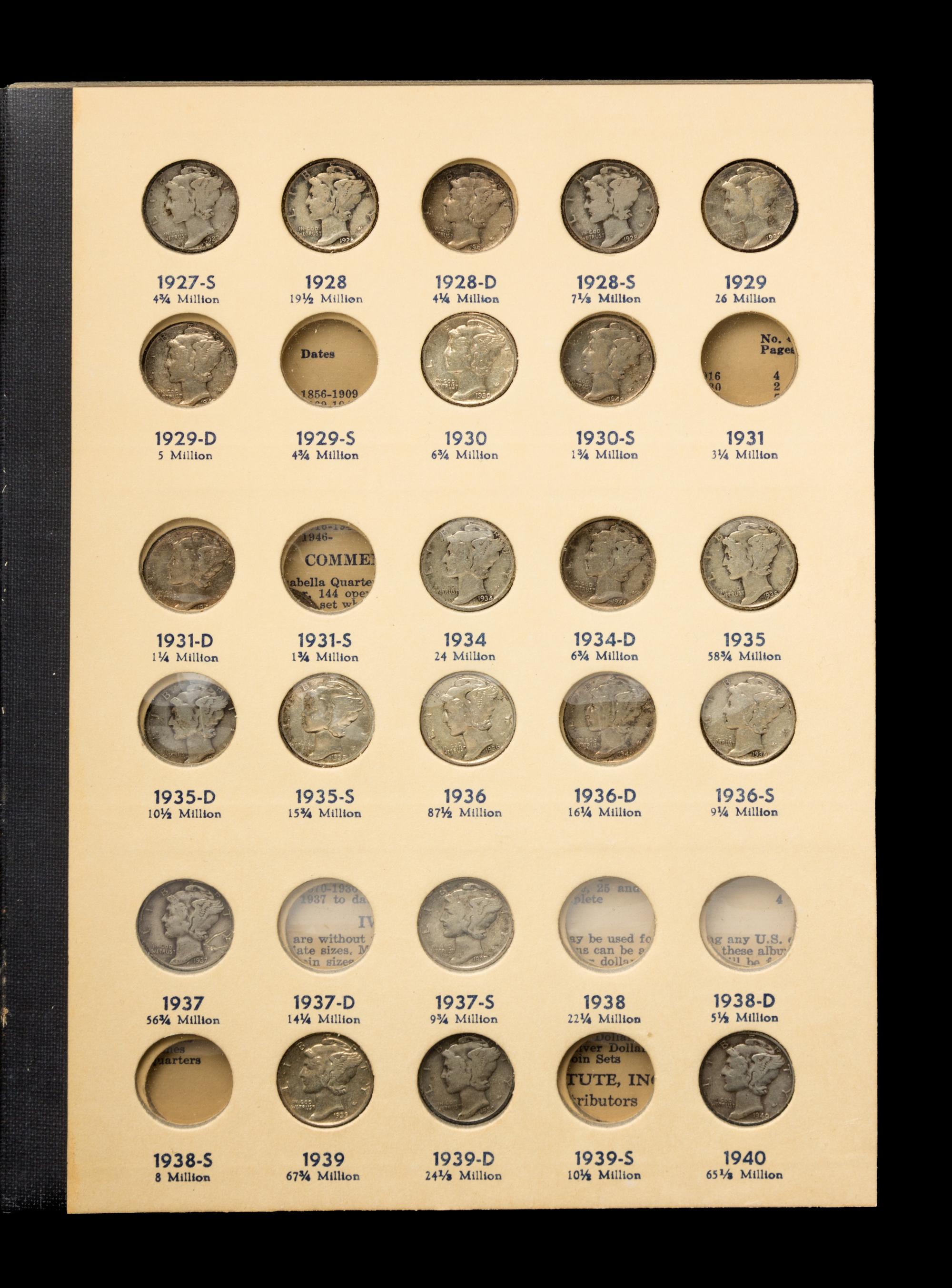 A Collection of 167 Mercury Head Dimes