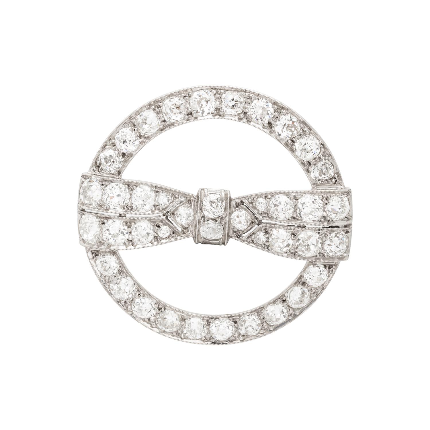 ANTIQUE, PLATINUM AND DIAMOND BROOCH