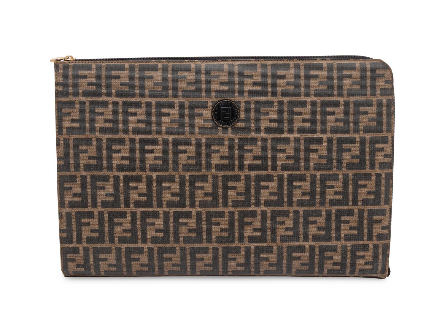 FENDI, FLAT FOLIO MONOGRAM CLUTCH
