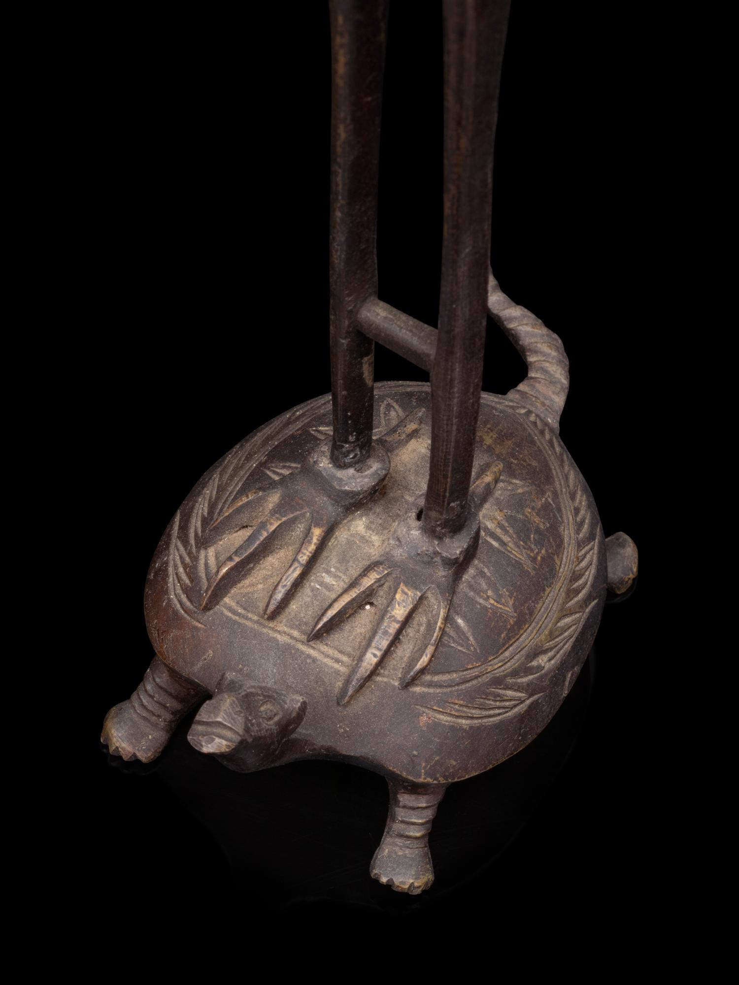 A Japanese Bronze Incense Burner and A Pair of Crane-Form Candle Holders