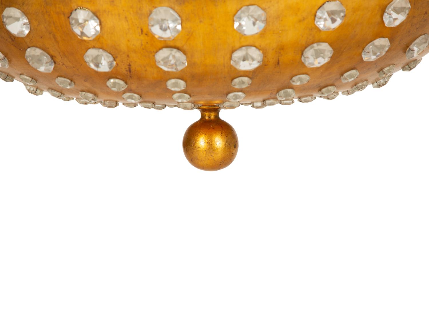 A Pair of French Gilt Metal and Cut Glass Plafonniers