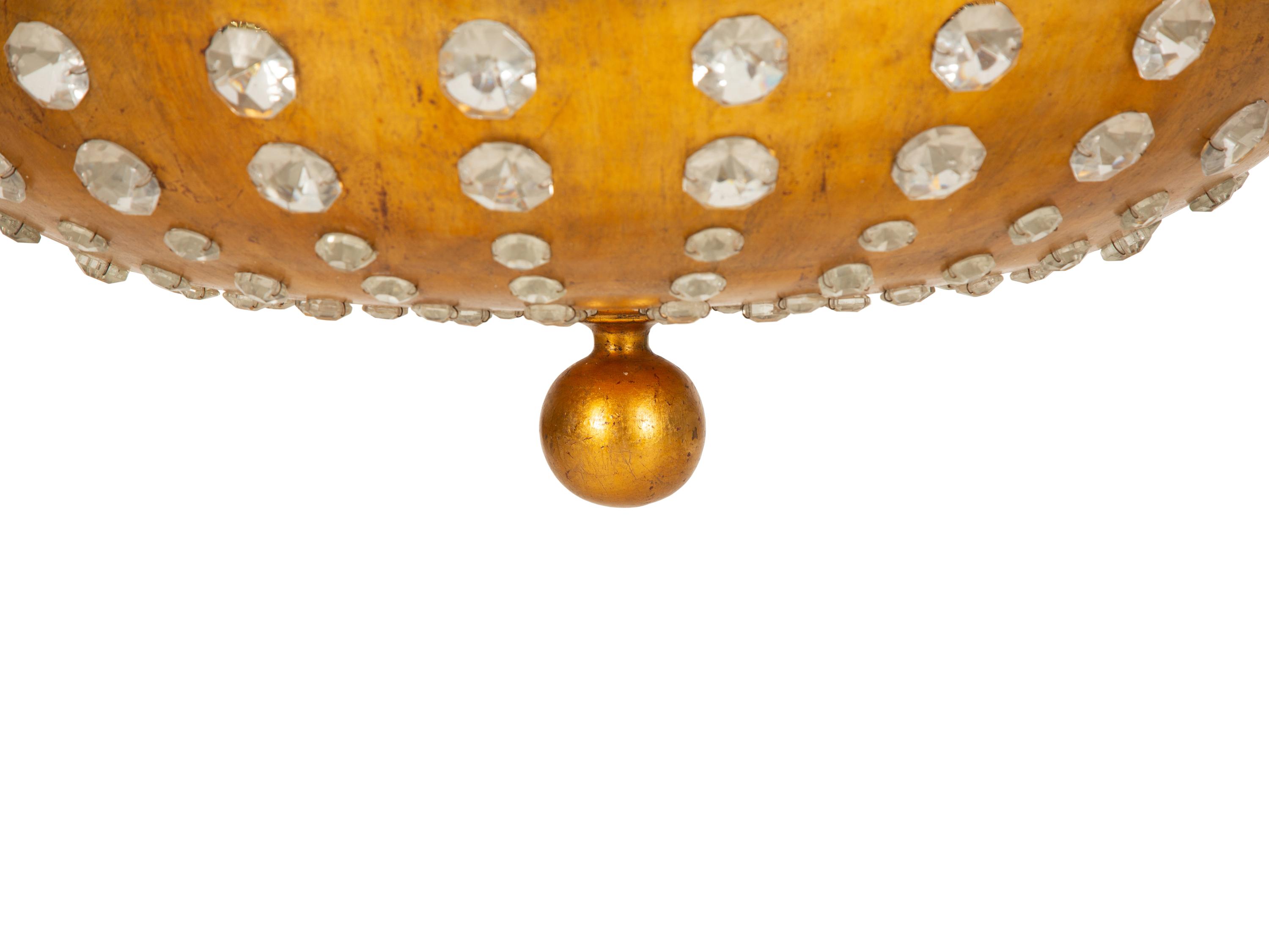 A Pair of French Gilt Metal and Cut Glass Plafonniers