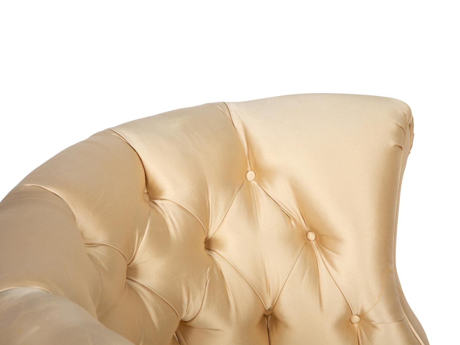 A Pair of Silk-Upholstered Asymmetrical Chairs — 20th Century