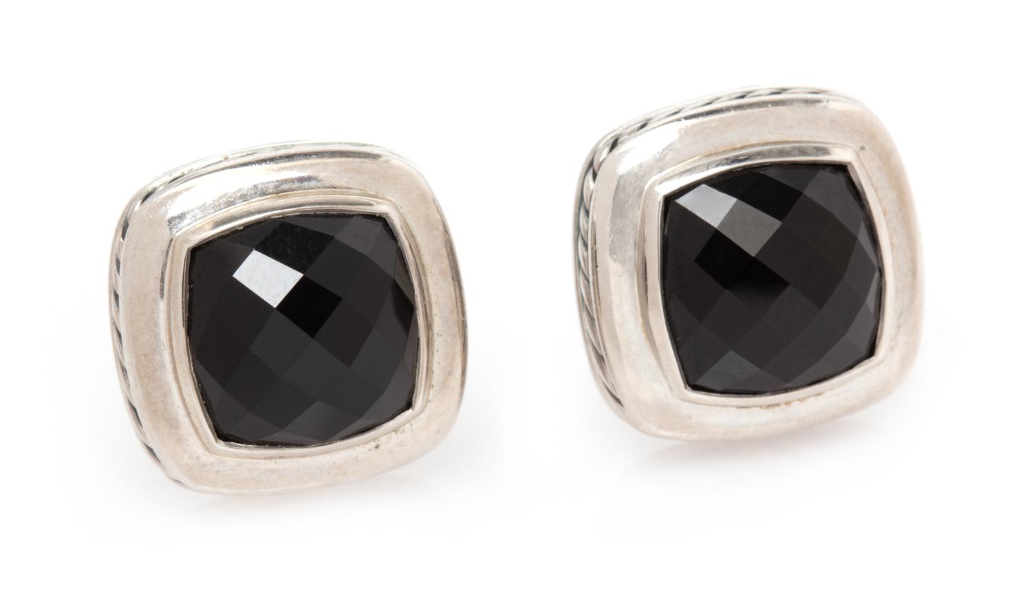 A Pair of Sterling Silver and Onyx 'Albion' Earclips, David Yurman, 6.80 dwts.
