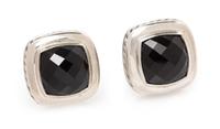 A Pair of Sterling Silver and Onyx 'Albion' Earclips, David Yurman, 6.80 dwts.