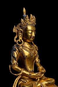 A Sino Tibetan Gilt Bronze Figure of a Bodhisattva