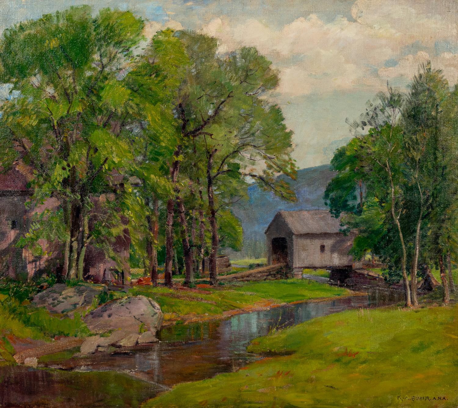 Landscape with Covered Bridge and Stream
