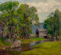 Landscape with Covered Bridge and Stream