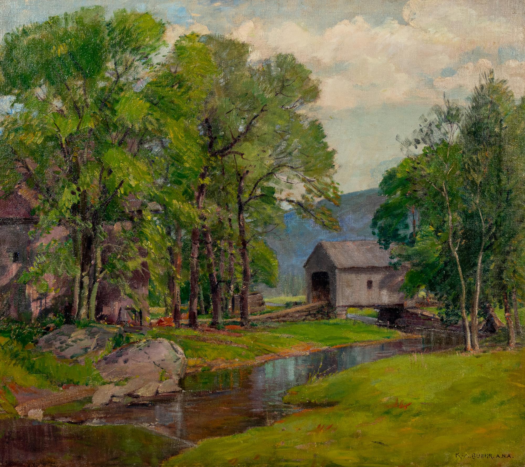 Landscape with Covered Bridge and Stream