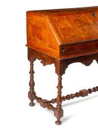 A German or Austrian Walnut and Marquetry Slant-Front Bureau