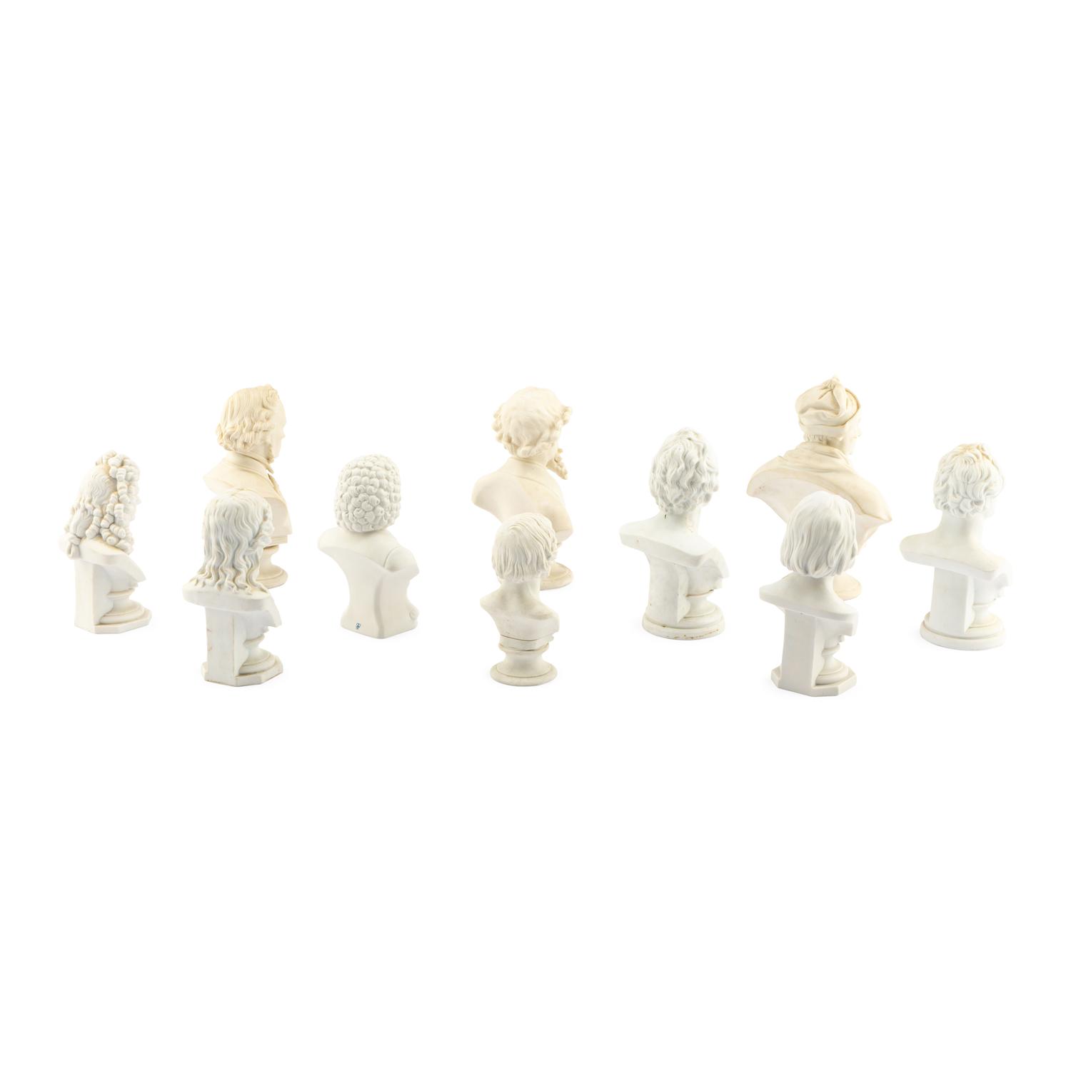 A Collection of Ten Parian Ware Portrait Busts