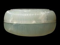 A Small Chinese White Jade Circular Covered Box and A Chinese Dark Spinach Jade Covered Vase