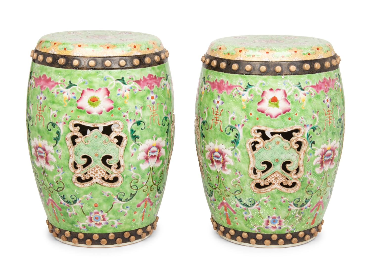 A Pair of Chinese Porcelain Garden Seats