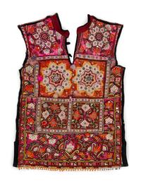 Two Indian Silk Embroidered and Mica Mounted Cotton Panels