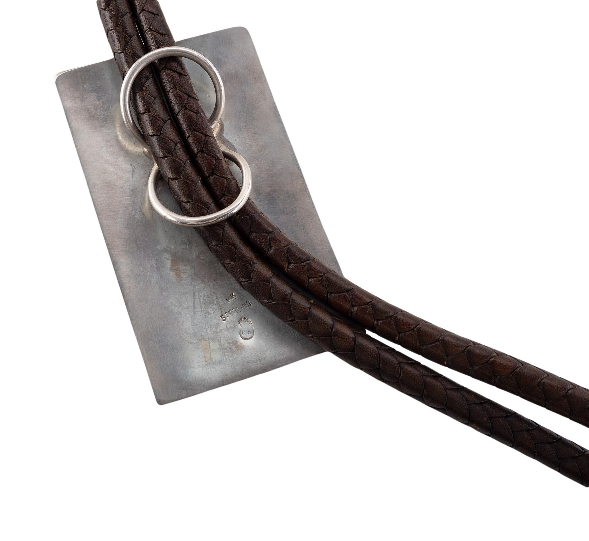 Sterling Silver Katsina Bolo Tie, with 14k Gold Accents