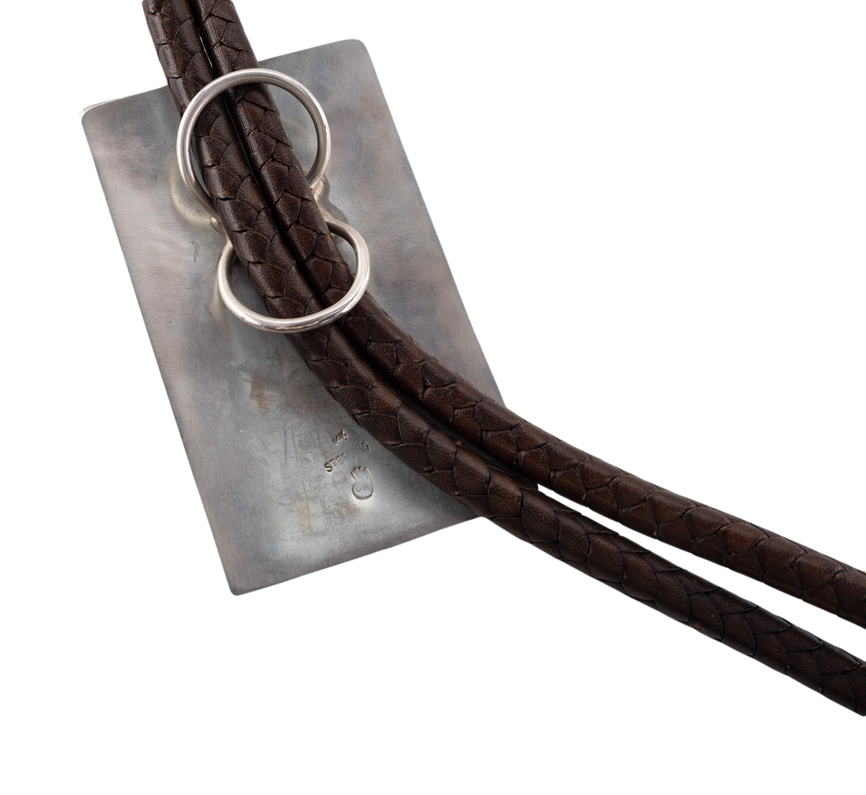 Sterling Silver Katsina Bolo Tie, with 14k Gold Accents