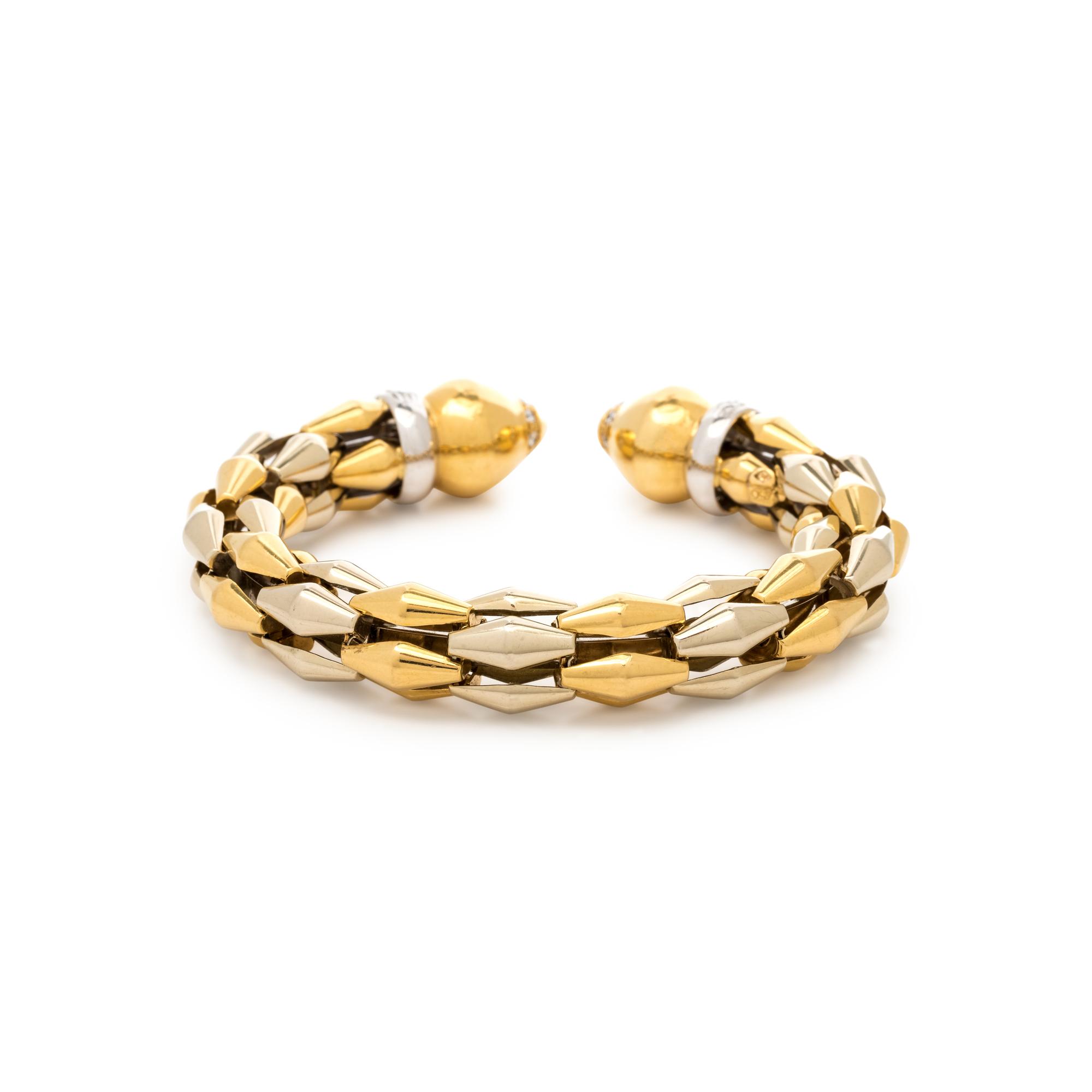 BICOLOR GOLD AND DIAMOND CUFF BRACELET