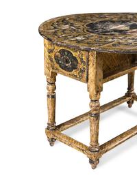 A North European Polychrome and Grain-Painted Drop Leaf Table