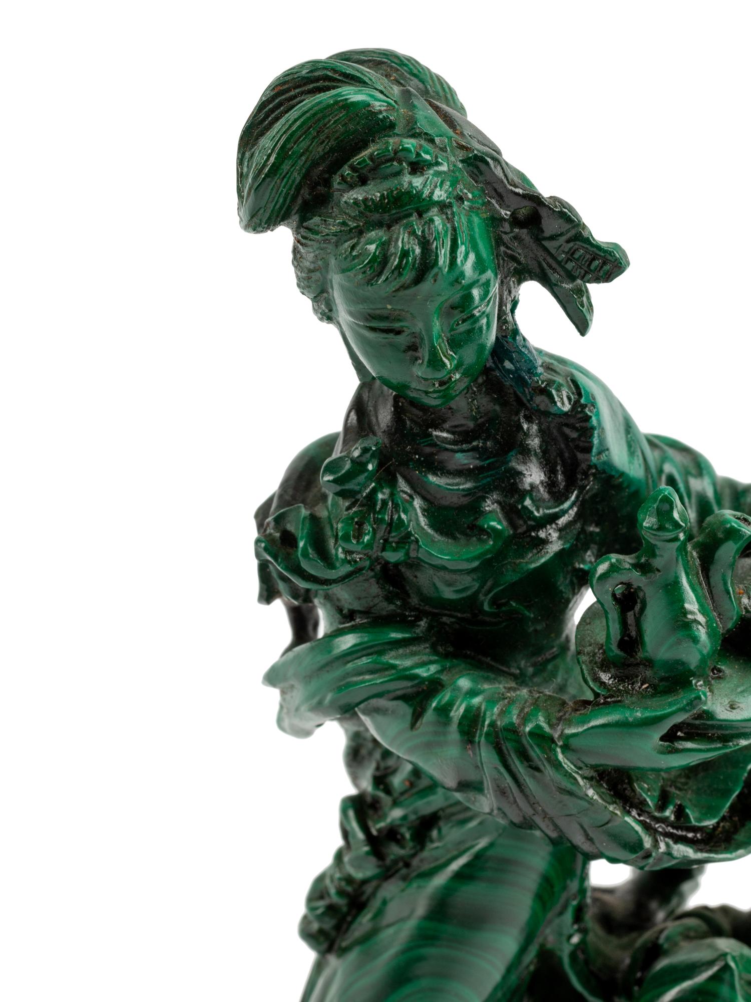 A Chinese Export Carved Malachite Figural Group