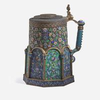 A Russian Silver-Gilt Plique-à-Jour and Cloisonné Imperial Presentation Tankard Pavel Ovchinnikov, Moscow, 1892