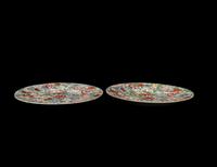 A Pair of Chinese Famille Rose 'Millefleur' Porcelain Plates