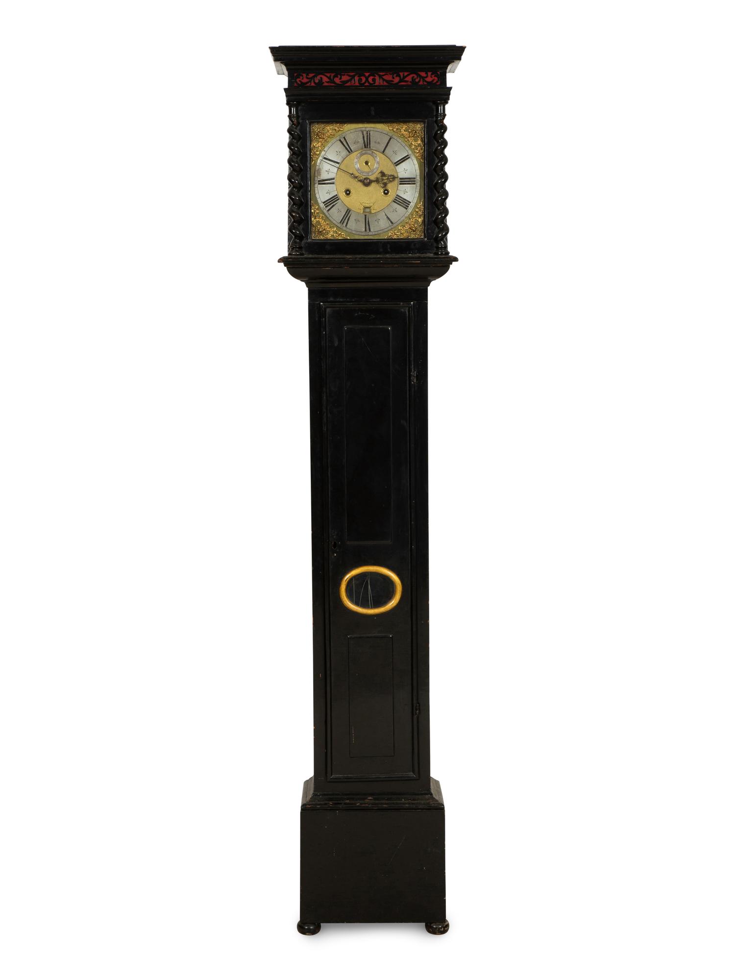 A William and Mary Ebonized Longcase Clock