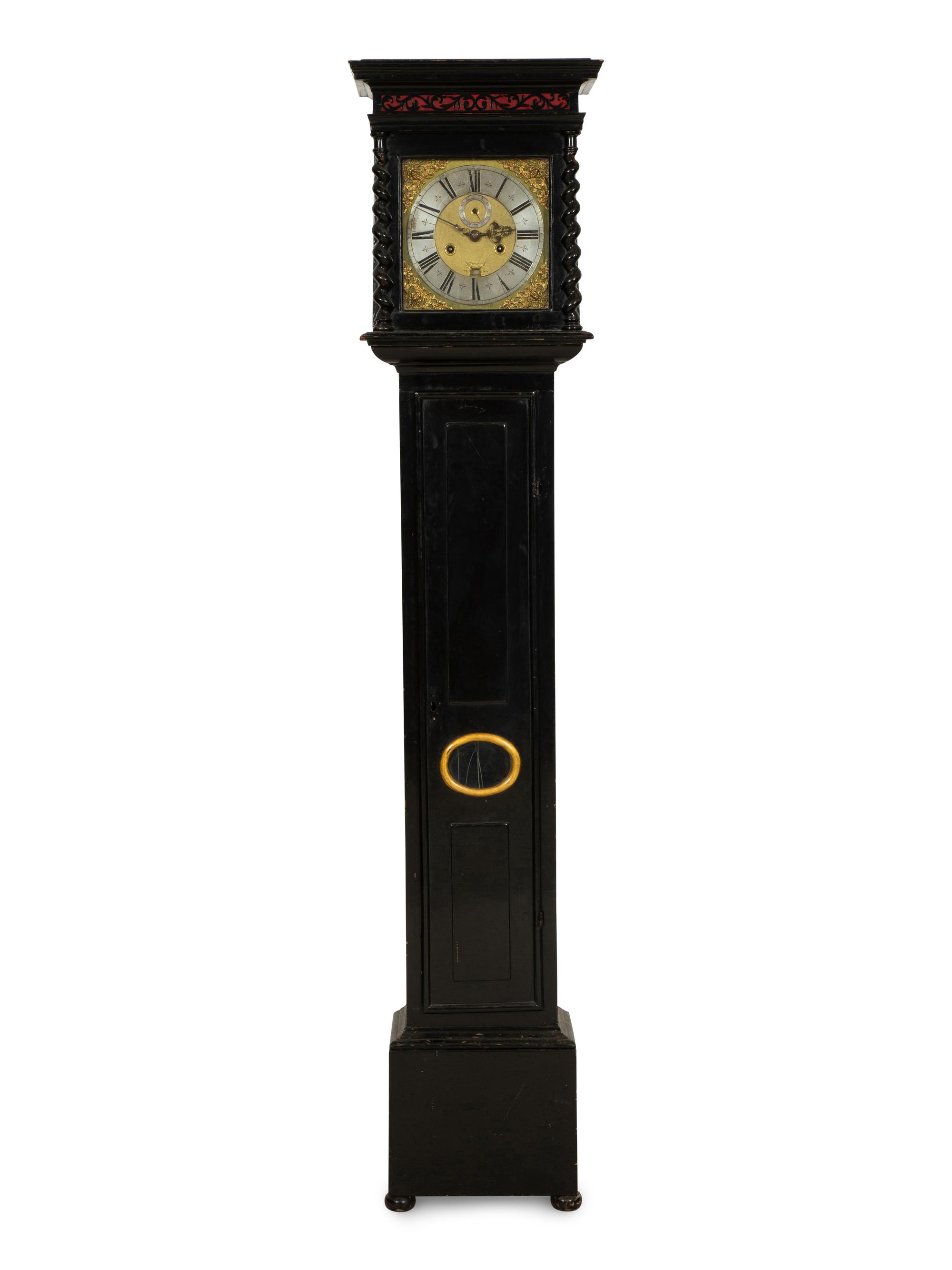 A William and Mary Ebonized Longcase Clock