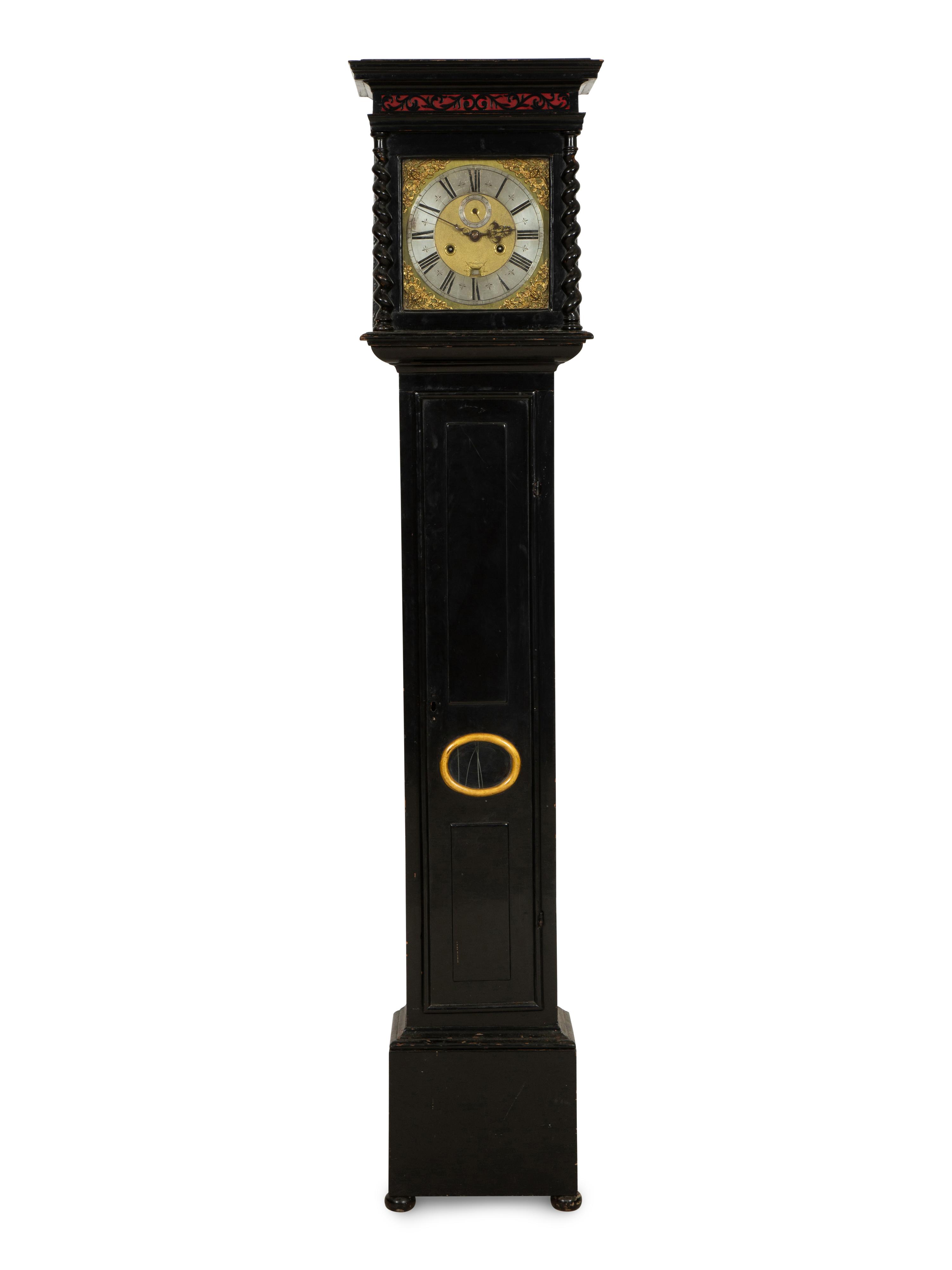 A William and Mary Ebonized Longcase Clock