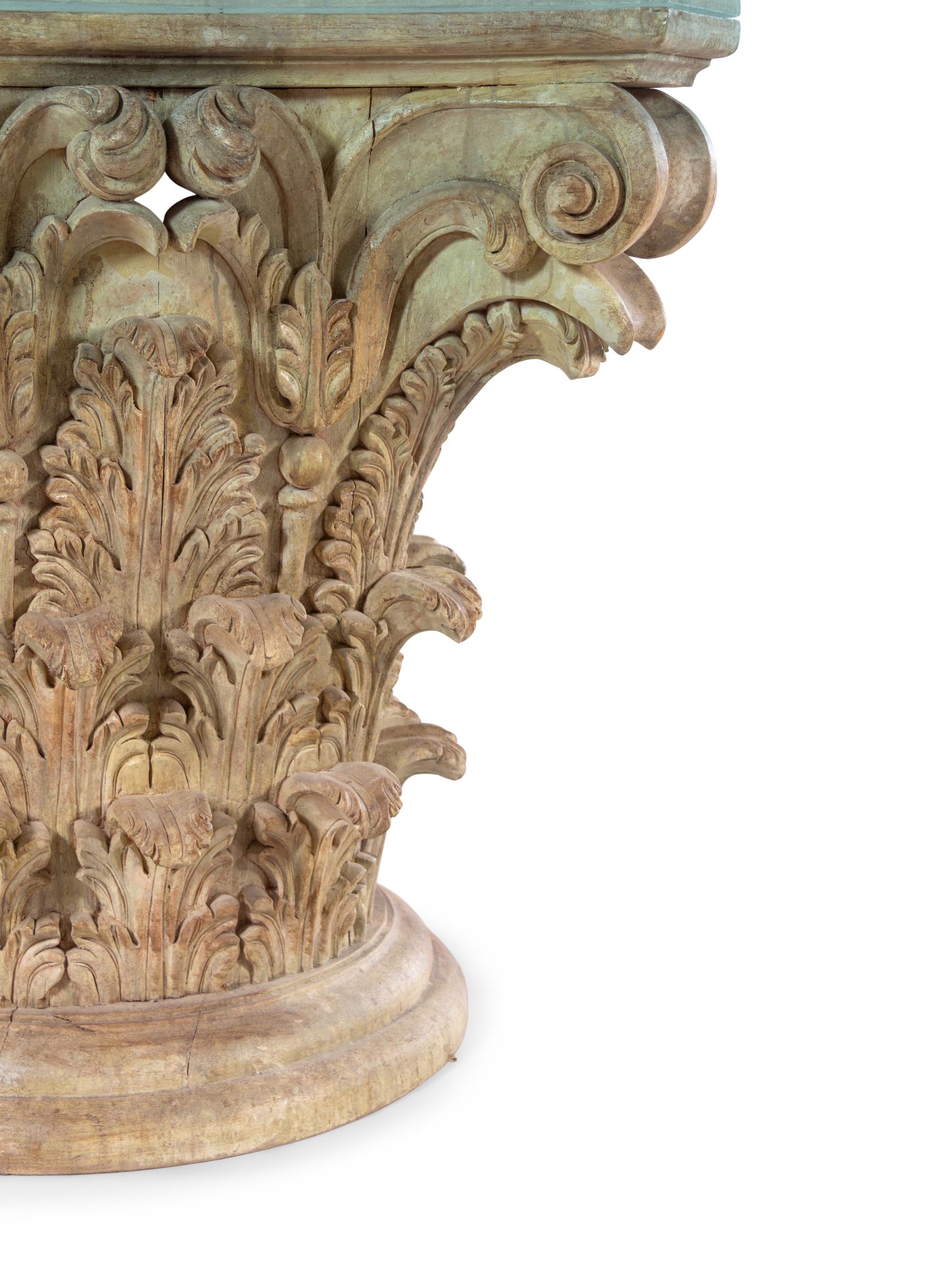A Neoclassical Style Painted and Carved Wood Pedestal Table