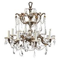 A Neoclassical Gilt Metal Eight-Light Chandelier, Height 20 inches.