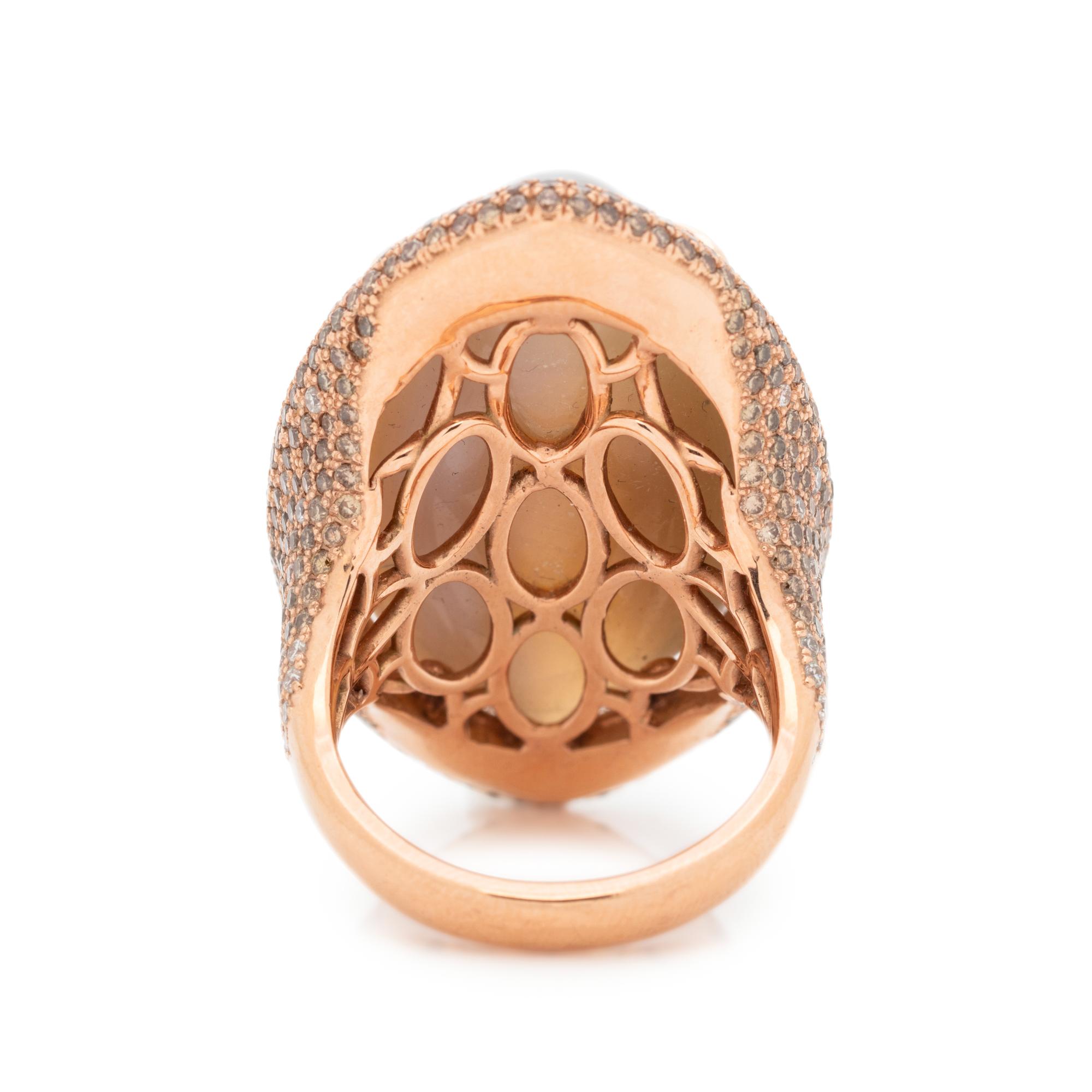 AGATE AND DIAMOND RING
