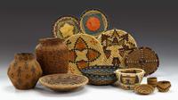 Group of Hopi wicker and coiled baskets first half 20th century