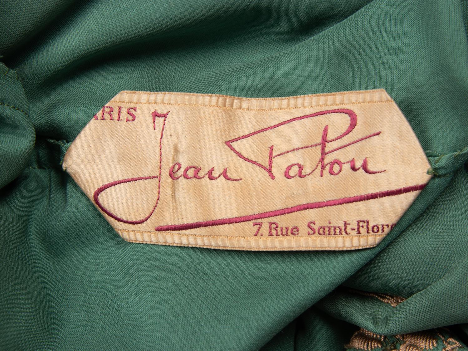 Jean Patou, Emerald Velvet Dress, c. 1930's