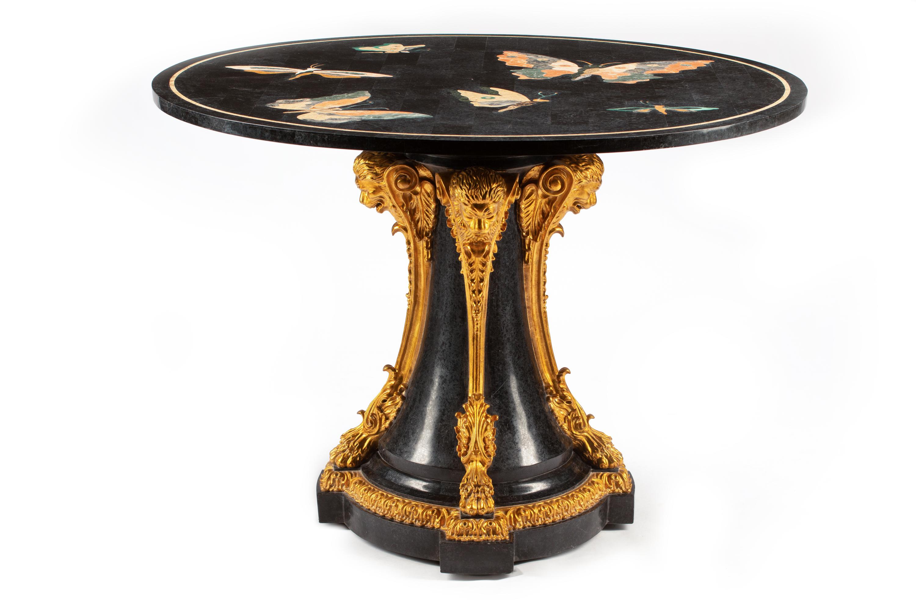 A Parcel Gilt Specimen Marble Center Table