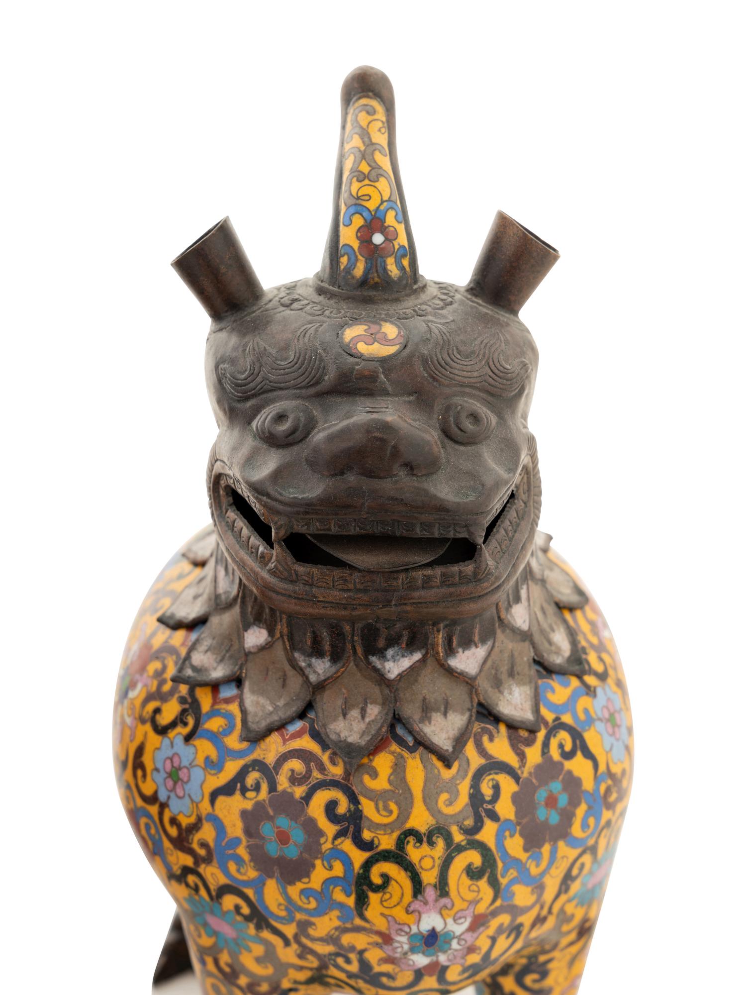 A Pair of Cloisonné Enamel Lions