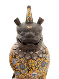 A Pair of Cloisonné Enamel Lions