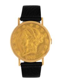 CHOPARD, TIFFANY & CO., 18K YELLOW GOLD COIN SURPRISE WRISTWATCH