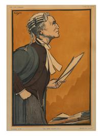 A Set of Ten Lithograph Caricatures of British Lawyers and Politicians by Edmond Xavier Kapp (British, 1890-1978) for The Law Journal
