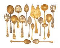 A Group of Gilt Silver-Plate and Silver-Plate Flatware Serving Articles