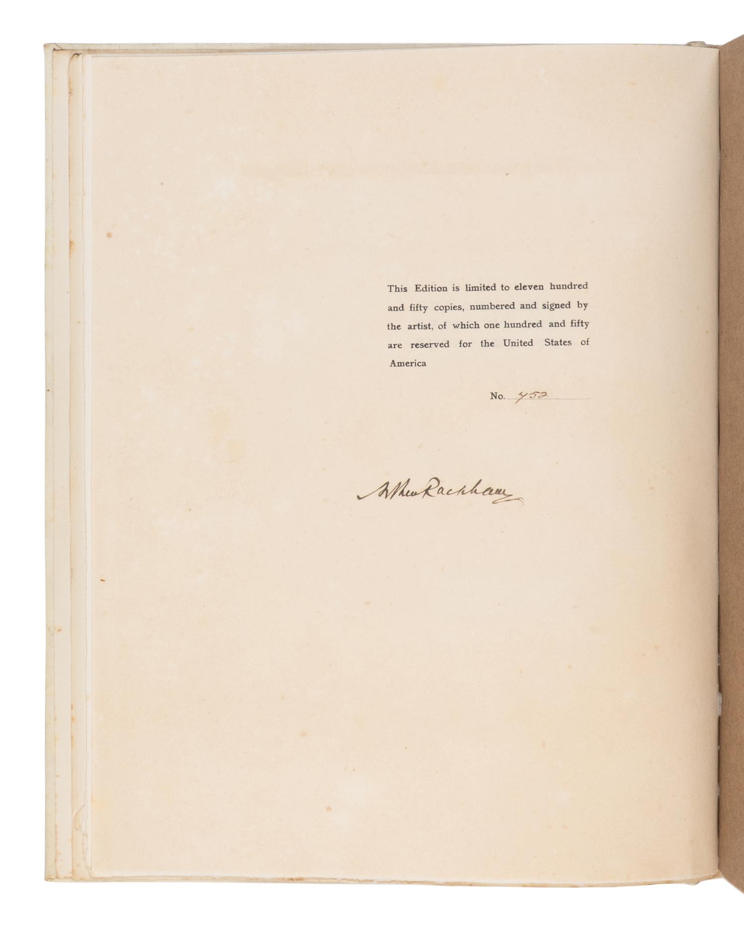 [RACKHAM, Arthur (1867-1939), illustrator]. WAGNER, Richard (1813-1883). [The Ring of the Niblung]. The Rhinegold & the Valkyrie . -- Siegfried & the Twilight of the Gods . Margaret Armour, translator. London and New York: William Heinemann and Doubleday Page & Co., 1910, 1911.