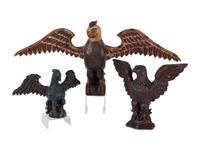 Three Carved and Polychrome Painted Wood Eagles