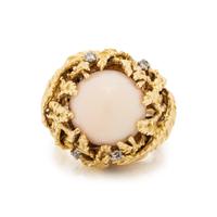 SOLD: ANGEL SKIN CORAL AND DIAMOND RING
