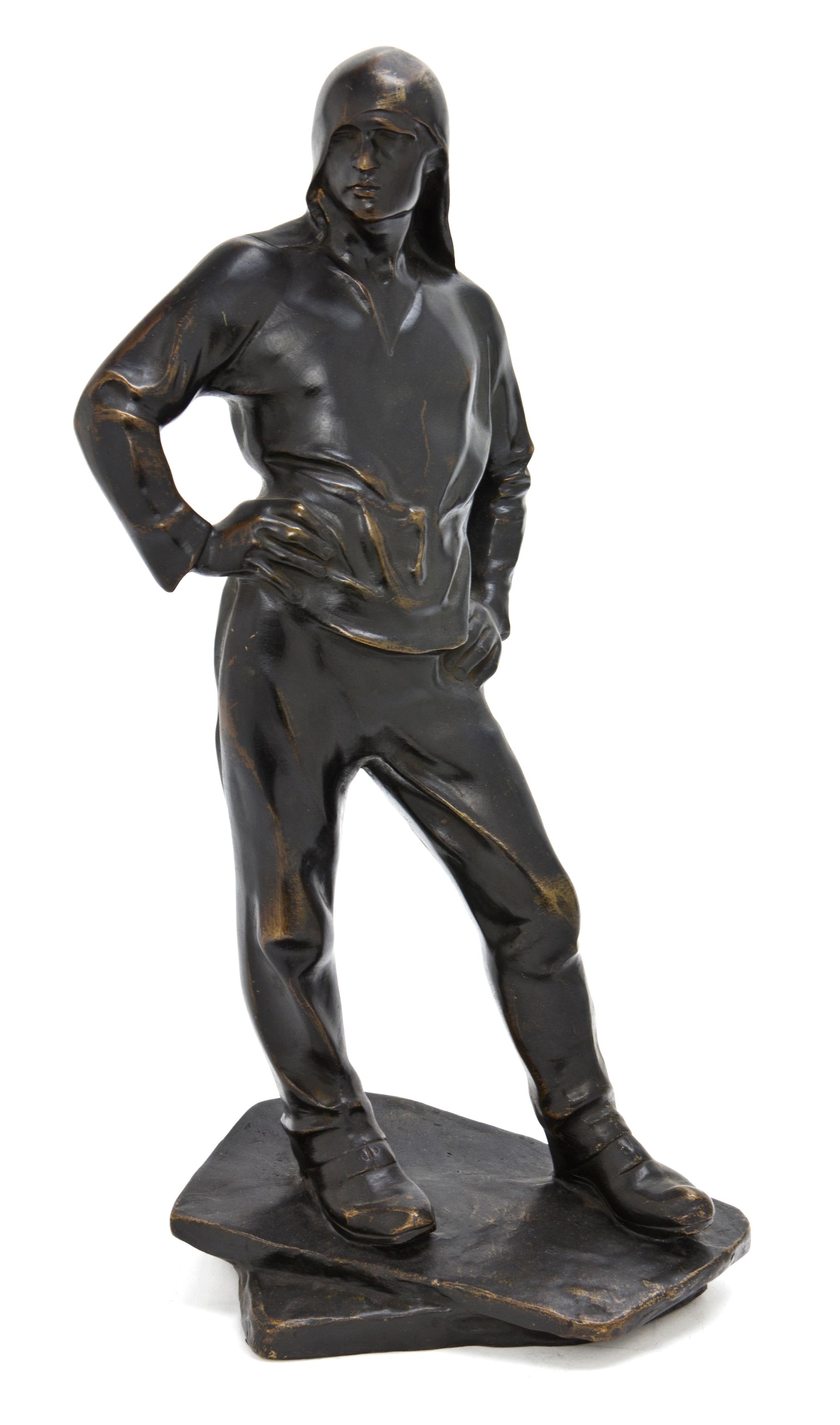A Belgian Bronze Figure, Constantin Meunier (1831-1905), Height 18 1/4 inches.