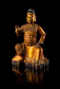 A Gilt Lacquered Wood Figure of a Warrior — QING DYNASTY