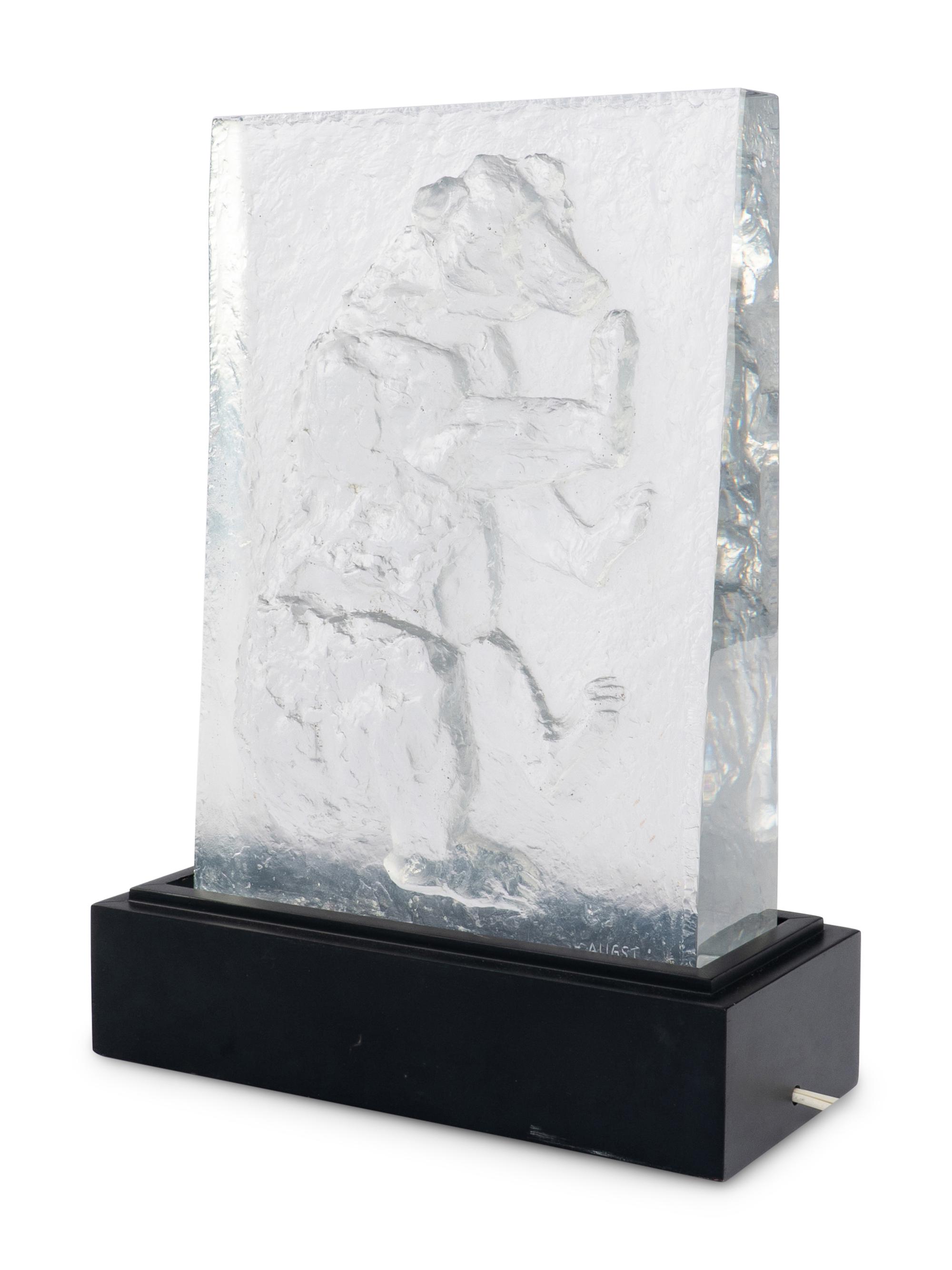 A Bernard Augst for Baccarat Glass Relief Sculpture