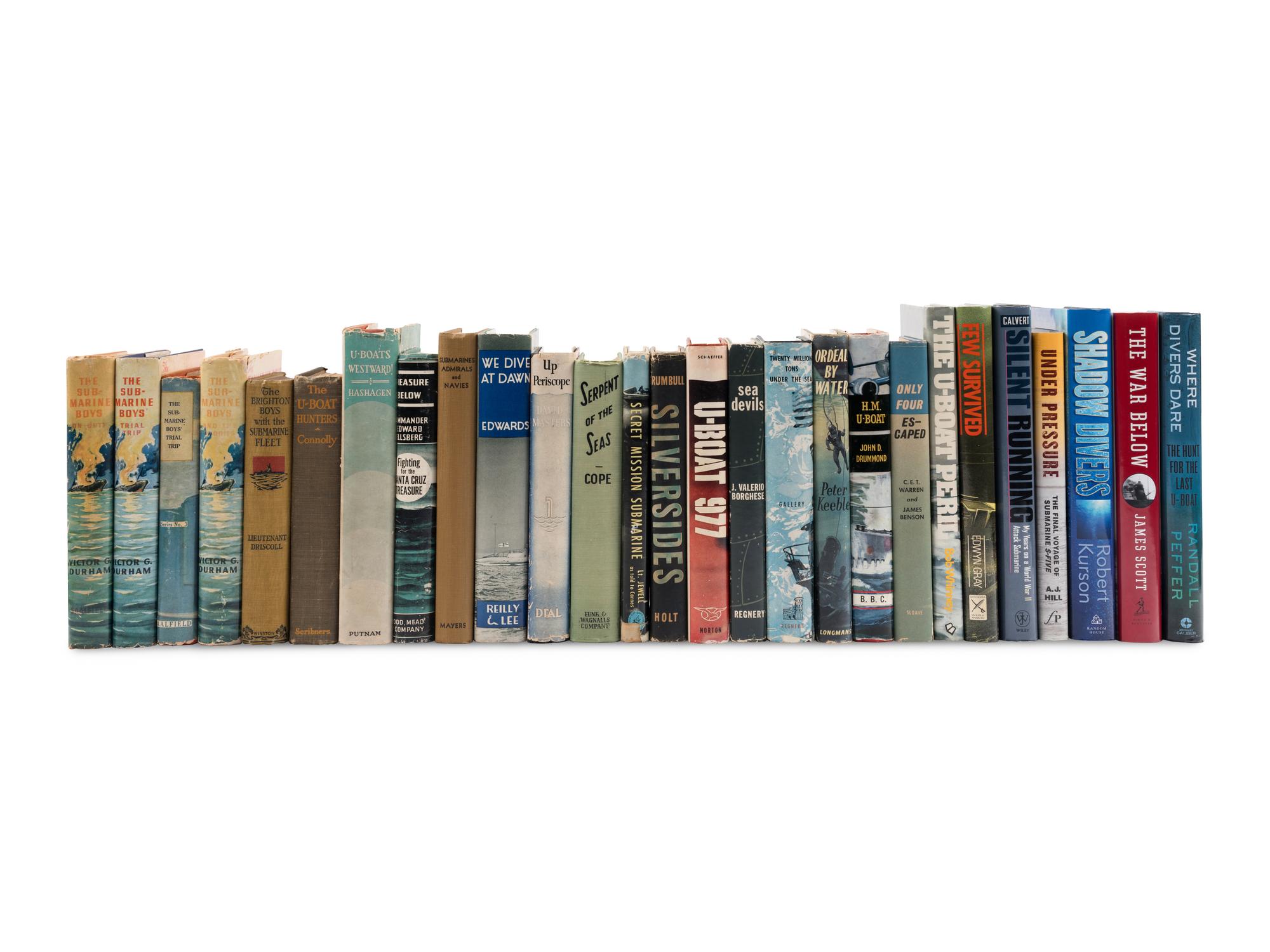 [SUBMARINES, SUBMERSIBLES & U-BOATS]. A group of approximately 137 works primarily published in the second half of the 20th Century, related to exploration and military history, MANY FIRST EDITIONS, including:
