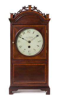A Federal Mahogany Shelf Clock Height 28 1/8 x width 13 x depth 6 5/8 inches. — AARON WILLARD, BOSTON, MASSACHUSETTS, CIRCA 1810