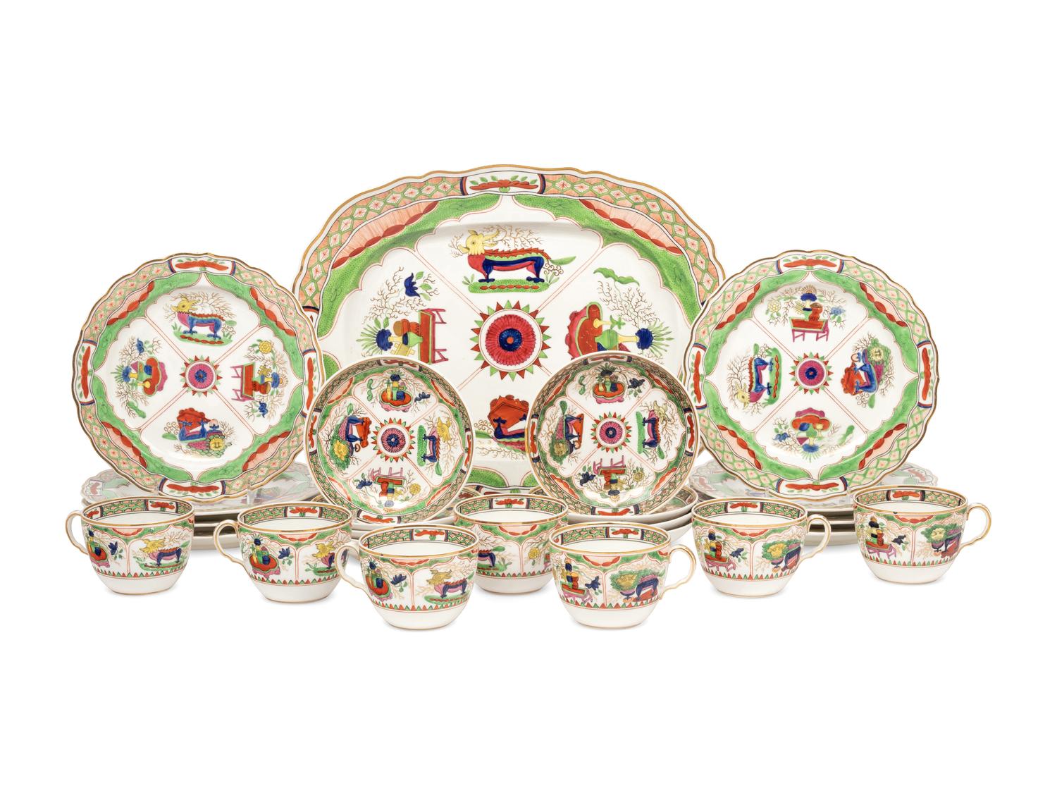 A Chamberlain's Worcester Bengal Tiger Porcelain Service